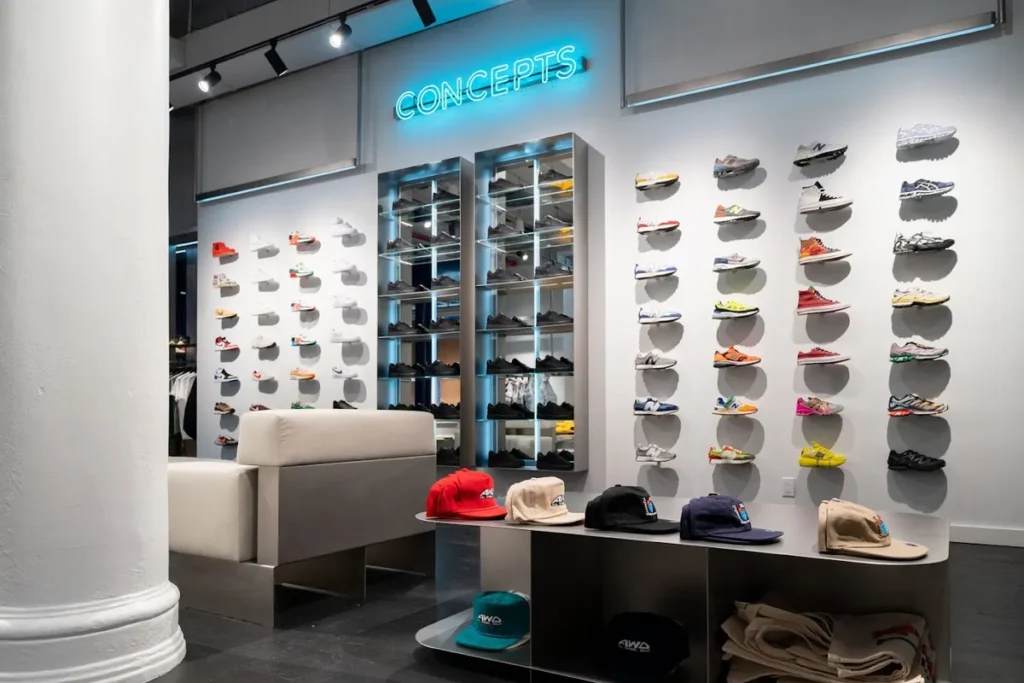 6. Concepts Concepts é uma varejista de Boston conhecida por suas colaborações de alto nível com marcas como Nike SB, New Balance e Asics. Focada em streetwear e tênis premium, é uma escolha popular entre colecionadores que buscam modelos únicos.