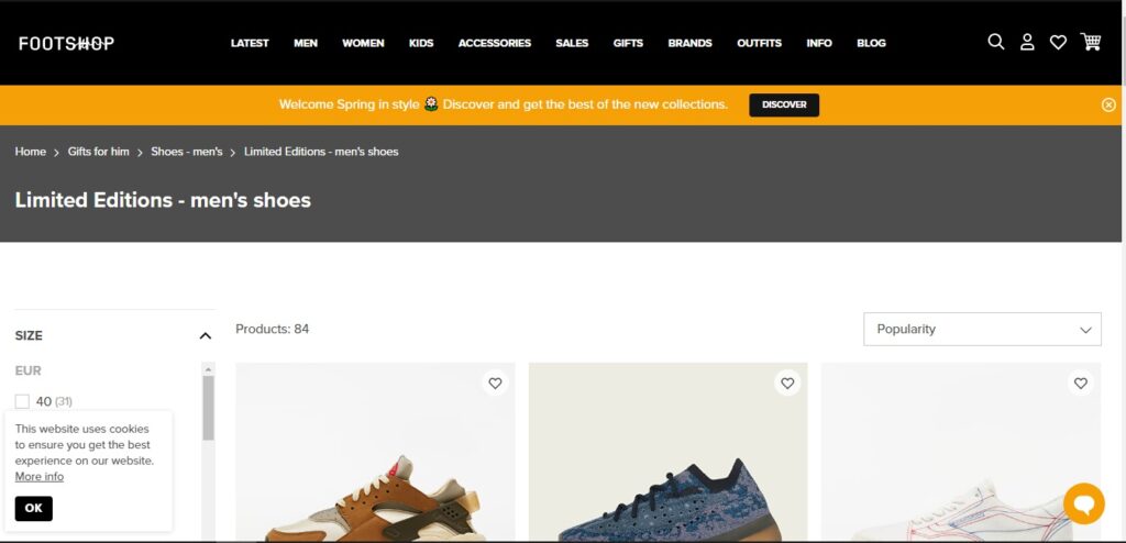 LIST SNEAKER STORES ONLINE