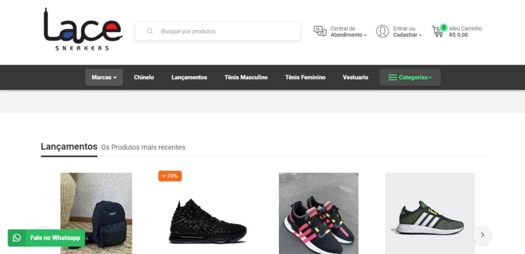 lace sneakers site confiável para comprar tênis originais masculino, feminino e infantil  