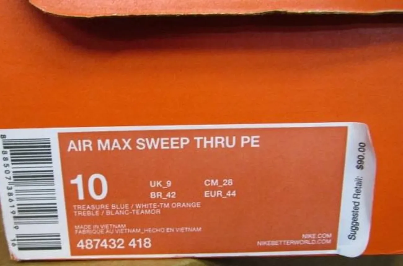 o que significa PE na etiqueta da caixa nike