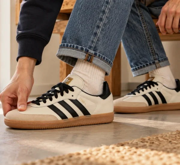adidas Samba on feet - usando um adidas samba OG