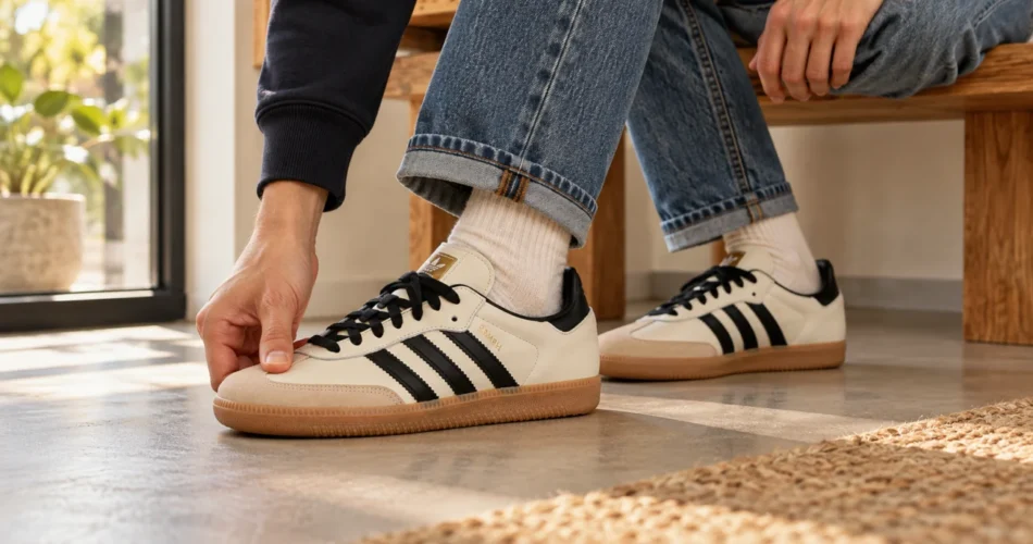 adidas Samba on feet - usando um adidas samba OG