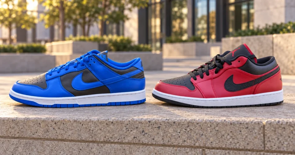 Nike Dunk Low vs Air Jordan 1 Low comparação entre modelos