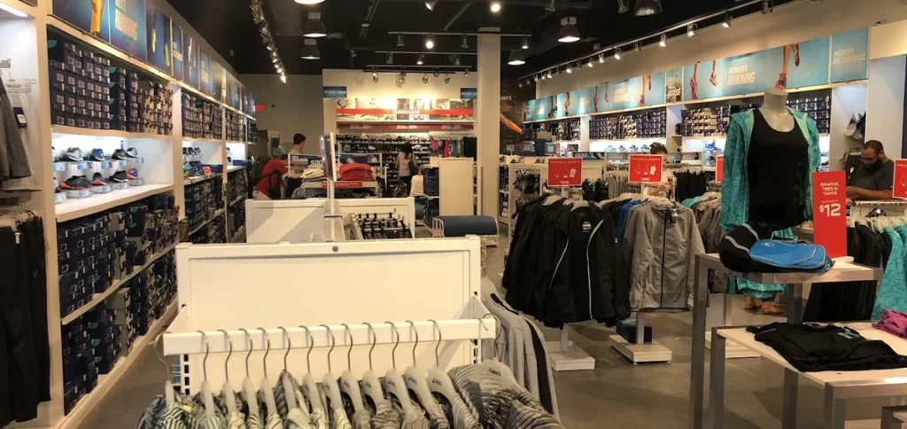 Inside view of the ASICS store in Orlando with apparel and footwear
