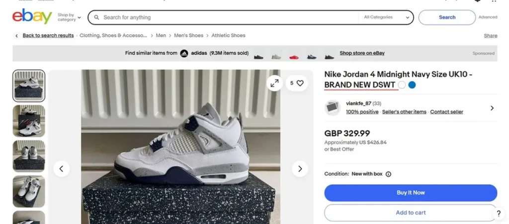 example of a shoe ad with the DSWT acronym