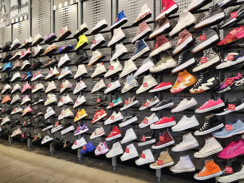 Sneaker shelves at Foot Locker in Orlando