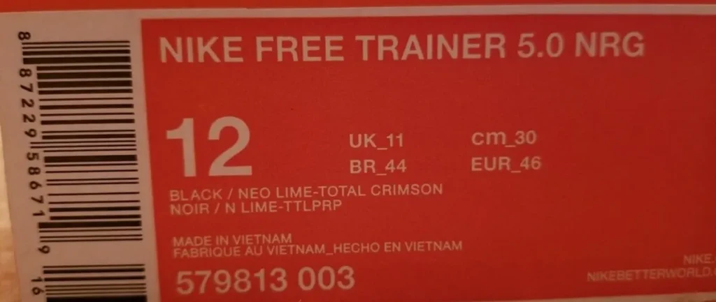 example of a Nike label with the NRG acronym