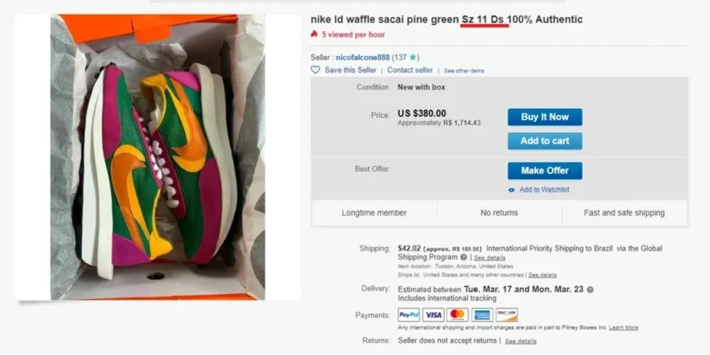 example of a shoe ad with the SZ acronym