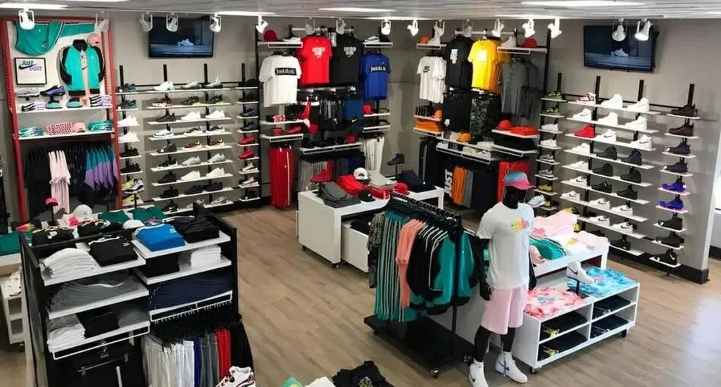 Interior de DTLR en Liberty City con zapatillas streetwear y deportivas de varias marcas