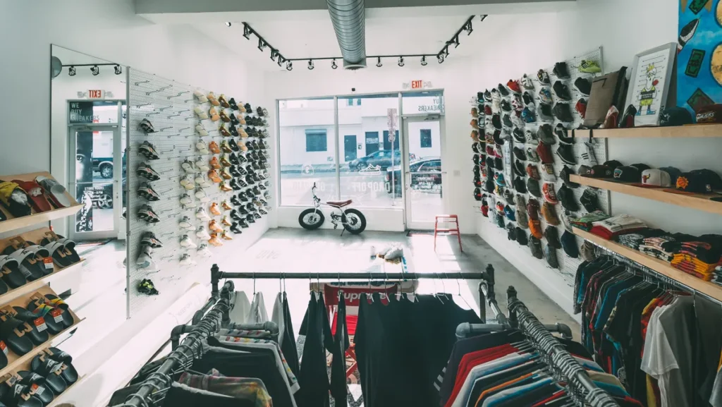 Interior de Sneaker Buyers en Wynwood con zapatillas raras y consignadas