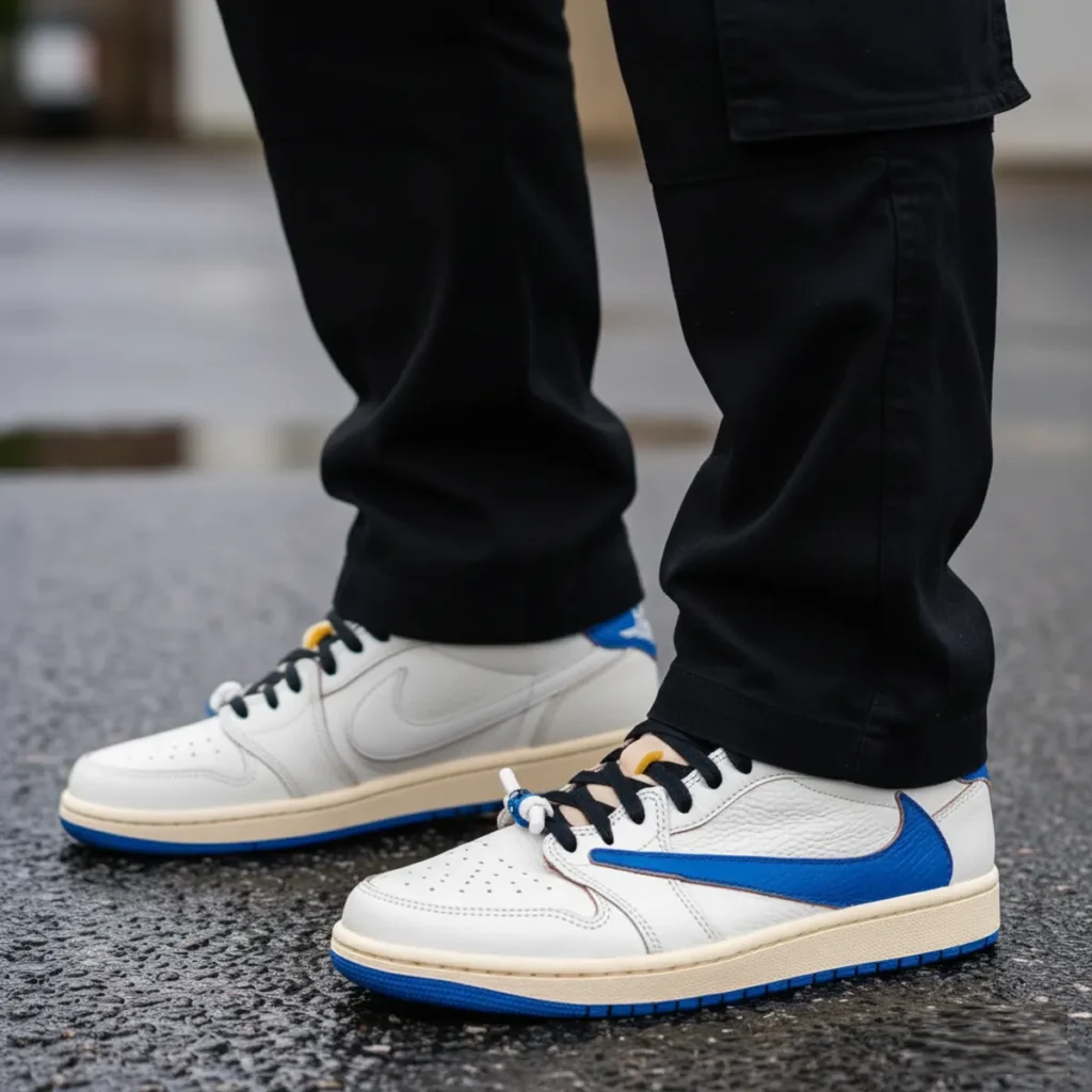Air Jordan 1 Low OG Travis Scott x Fragment 2025 on feet