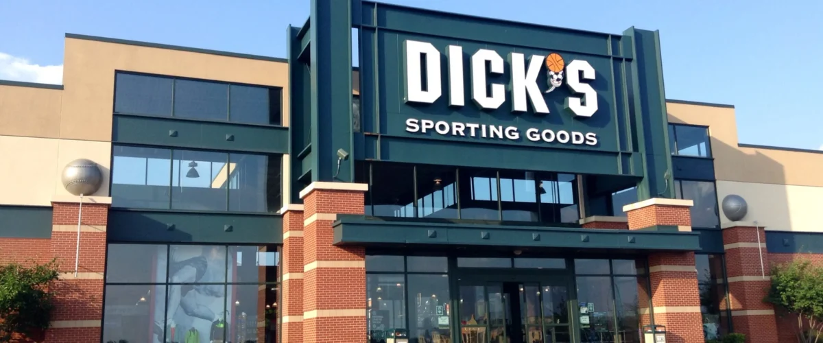 Facade of a DICK'S Sporting Goods store in Manchester, Connecticut, photographed in July 2014.