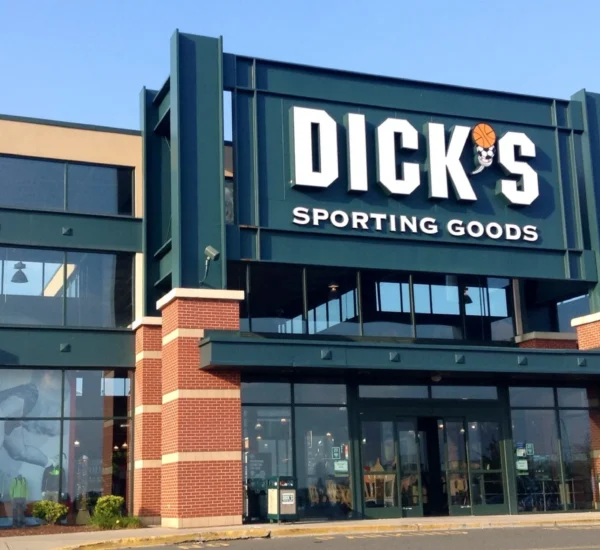 Facade of a DICK'S Sporting Goods store in Manchester, Connecticut, photographed in July 2014.