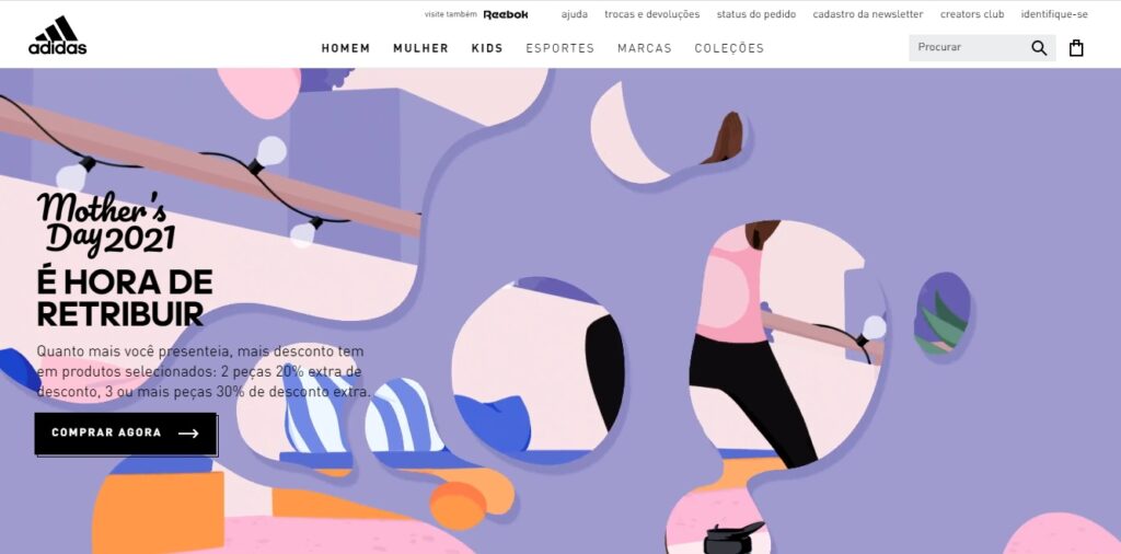 Captura histórica do site adidas Brasil